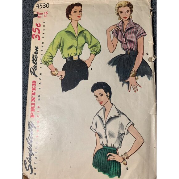 Simplicity Vintage Sewing Pattern 4530 Misses Blouse Size 16 Bust 34 - Picture 4 of 4